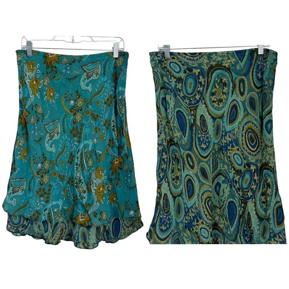Vintage Y2K Unbranded Low Rise Paisley Floral Layered Rayon Boho Skirt size PM
